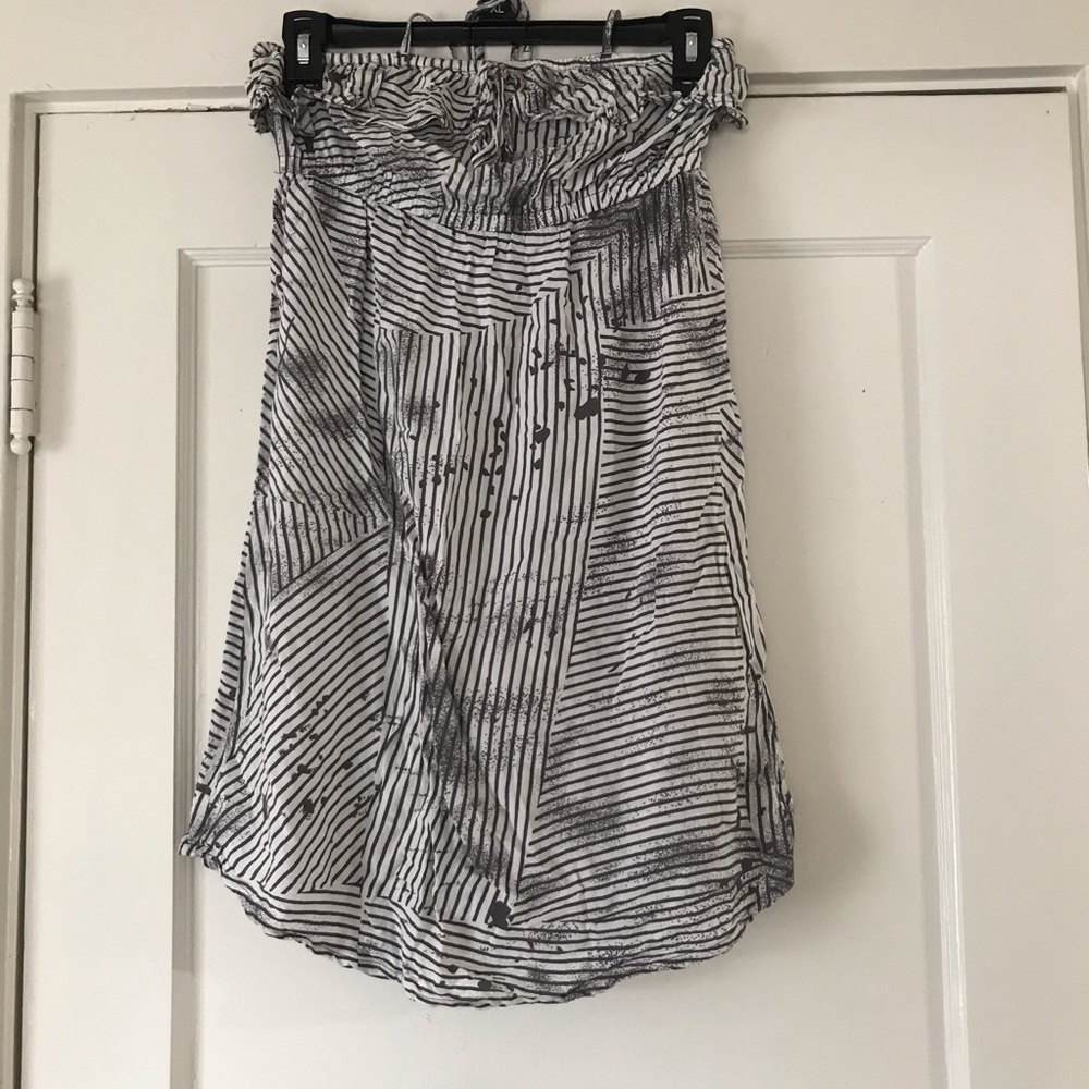 Hank Ten Ruffle Top Dress-SZ S Grey/White